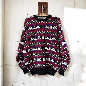Vintage OSSI Skiwear Oversized Aztec Print Wool Pullover Sweater - Size: L/XL